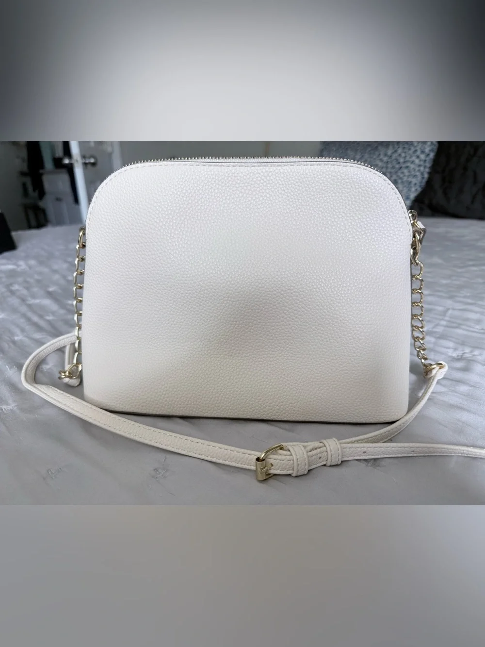 Nanette Lepore White Crossbody Bag with Gold Chain